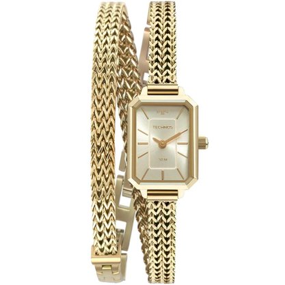 RELOGIO TECHNOS DOURADO PULSEIRA DUAS VOLTAS