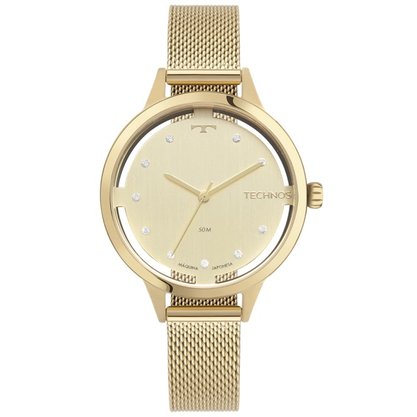 RELOGIO TECHNOS FEMININO DOURADO PULSEIRA ESTEIRA