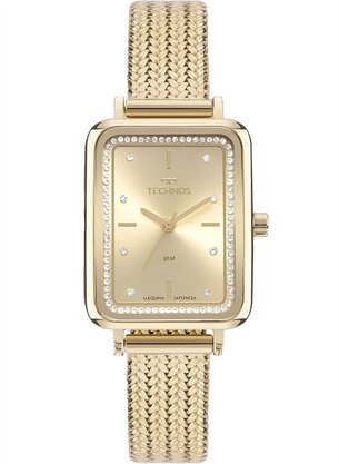 RELÓGIO TECHNOS FEMININO MINI DOURADO RETANGULO