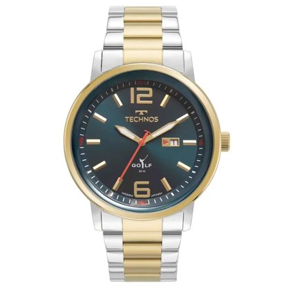 RELÓGIO TECHNOS GOLF BICOLOR DOURADO E PRATA