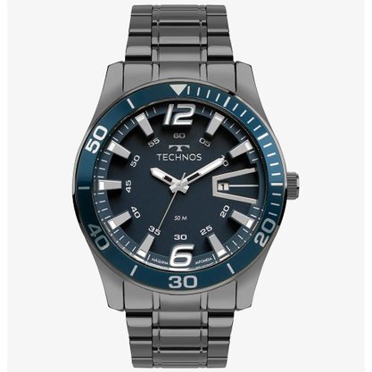 RELOGIO TECHNOS PERF.RACER CAIXA E PUL.AÇO PRETO MOST.CINZA