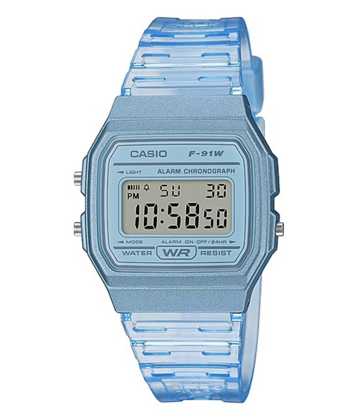 Relógio Casio Vintage Transparente Azul F-91WS-2DF-SC
