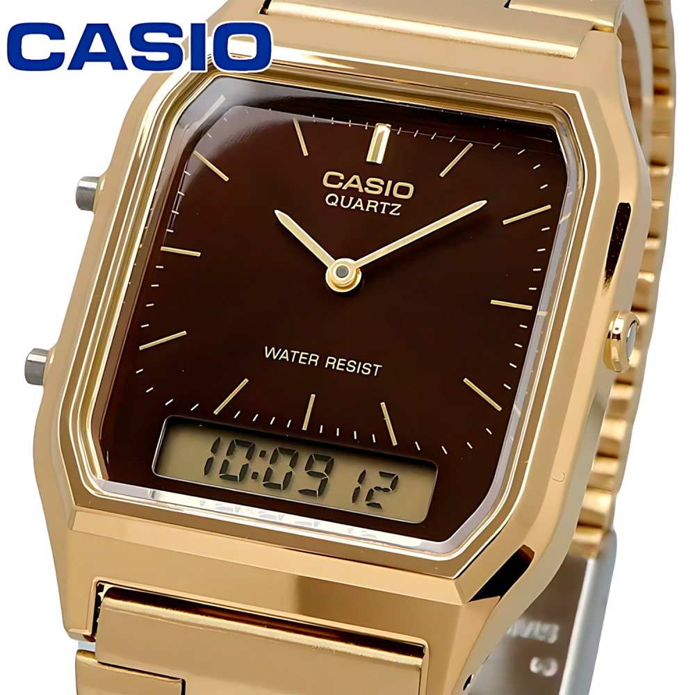 Relógio Casio Vintage Dourado e Marrom AQ-230GA-5AMQYDF-SC