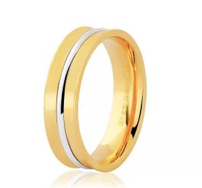 ALIANCA AU AM CONCAVA FILETE AU BRANCO . AMARELO