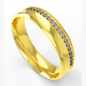 Aliança de Casamento Ouro 18k Concova Anatomica Esquinada 20 Diamantes 1 Ponto.  