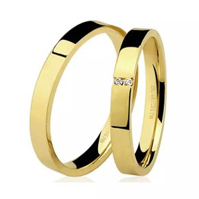 Aliança de Casamento Ouro 18k Reta Anatomica 2 Diamantes 1.20 mm  