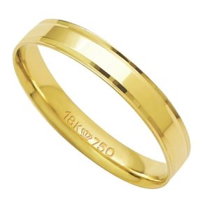 Aliança de Casamento Ouro 18k Reta Leve com 2 Frisos Anatomica  