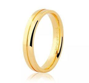 Aliança Ouro 18k RETA  ANATOMICA FRISO CENTRO   