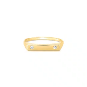 Anel em Ouro amarelo de chapa com diamante
