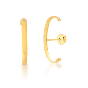 Brinco Ear Hook Fosco em Ouro Amarelo