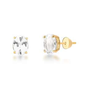 Brinco em Ouro Amarelo com Topázios Brancos