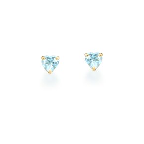 Brinco Coração em Ouro Amarelo com Topázios Azuis