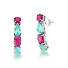 Brinco em Ouro Amarelo com Esmeraldas e Rubis