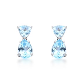 Brinco Trilion e Gota Lanzara em Ouro Branco com Topázios Swiss