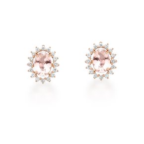 Brinco Lanzara em Ouro Rose com Morganitas e Diamantes