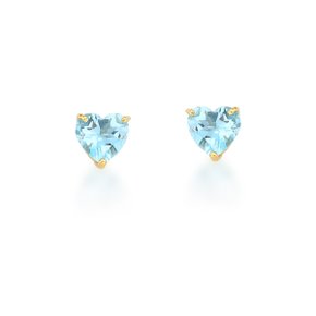 Brinco Coração em Ouro Amarelo com Topázios Azuis