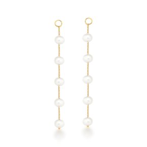 Brinco Franja em Ouro Amarelo com Pérolas