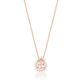 Colar em Ouro Rose com Morganita e Diamantes