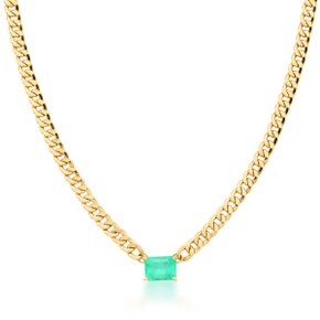 Colar Lanzara Gromet em Ouro Amarelo com Esmeralda Retangular