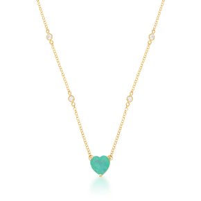 Colar Coração Lanzara em Ouro Amarelo com Esmeralda e Diamantes