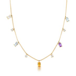 Colar Lanzara em Ouro Amarelo com Pedras Brasileiras