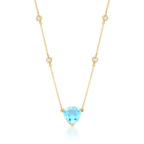 Colar Lanzara em Ouro Amarelo com Topázio Azul e Safiras