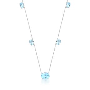 Colar Lanzara em Ouro Branco com Topázios Azuis