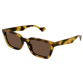 Óculos de Sol Gucci GG1539S-005 55 Acetato Amarelo Mesclado com lentes na cor Marrom