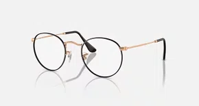 Óculos Armação Dourado com Preto Rayban ROUND METAL OPTICS 0RB3447V 3173