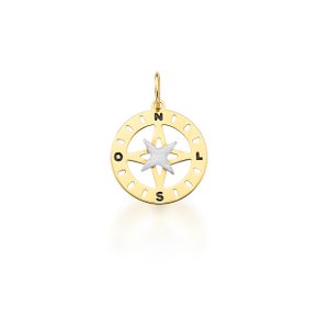 Pingente Rosa dos Ventos em Ouro Branco e Amarelo