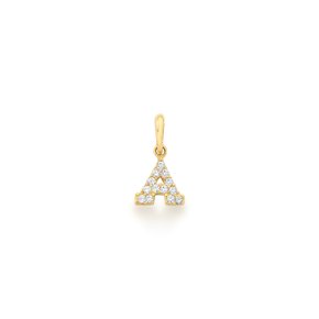 Pingente Letra A Mini em Ouro Amarelo com diamantes