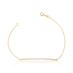 Pulseira Fio Bolinha em Ouro Amarelo com Diamantes