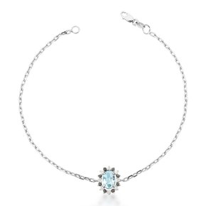 Pulseira em Ouro Branco com Topázio Azul e Diamantes