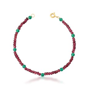 Pulseira em Ouro Amarelo com Rodolita e Quatzo Verde