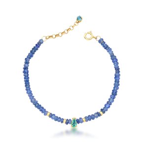 Pulseira em Ouro Amarelo com Safiras Azul e Esmeralda