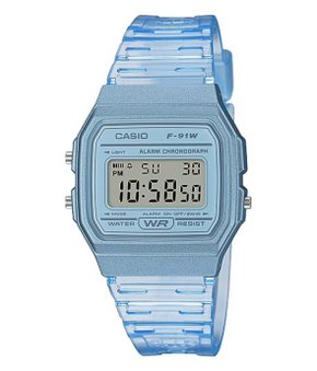 Relógio Casio Vintage Transparente Azul F-91WS-2DF-SC