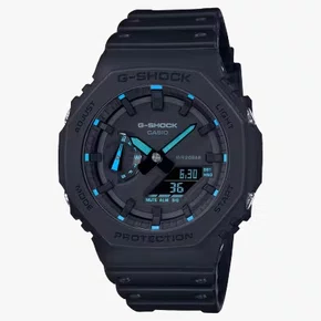 Relógio CASIO G-SHOCK unissex preto e azul GA-2100-1A2DR