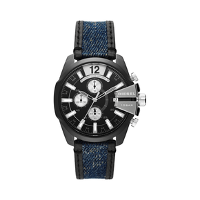 Relógio Diesel Cronógrafo Masculino Couro Preto e Jeans - DZ4568B1 P2PDC