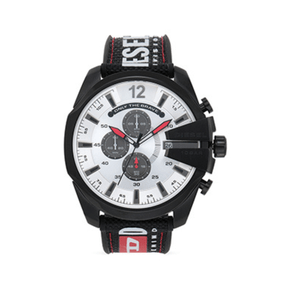 Relógio Diesel Cronógrafo Mega Chief  Silicone e Nylon Preto e Branco - DZ4512B1 S2QX