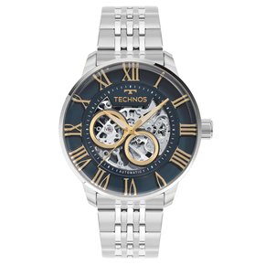 Relógio TECHNOS masculino automático prata azul G3265AS/1A