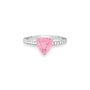 Anel em Ouro Branco Trillion com Turmalina Rosa e Diamantes