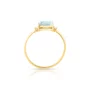 Anel em ouro amarelo com topázio azul retangular 6x4 mm e diamante