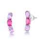 Brinco Aer Cuff em Ouro Branco com Ametistas e Turmalinas Rosas