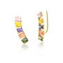 Brinco Ear Cuff ouro amarelo com Safiras Retangulares