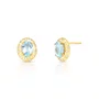 Brinco em Ouro Amarelo com Topázio Azul 8x6 mm oval e Diamante