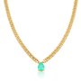 Colar Lanzara Groumet em Ouro Amarelo com Esmeralda Gota