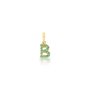 Pingente Letra B Mini em Ouro Amarelo com Zircônias Verdes