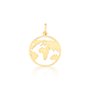 Pingente Placa Ouro Amarelo redondo Mapa mundi