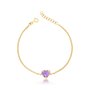 Pulseira Coração em Ouro Amarelo com Ametista e Diamantes