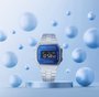 REL.CASIO VINTAGE /AÇO COM FUNDO AZUL ESCURO